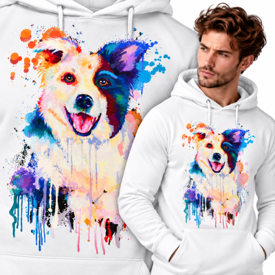 BLUZA Z KAPTUREM ZWIERZĘTA  BORDER COLLIE